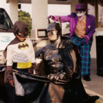 Burke as Batman at movie premiere 1995
